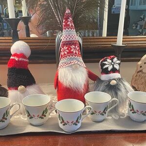 Winter holly berry tea cups